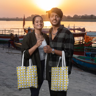 Gele Gecontroleerde spelden Tote Bag