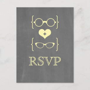 Gele geeky Glassen Chalkboard RSVP Briefkaart