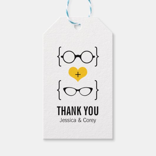 Gele Geeky Glasses Gift Labels Cadeaulabel (Voorkant)