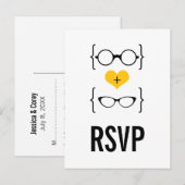 Gele geeky Glasses RSVP Briefkaart (Voorkant / Achterkant)