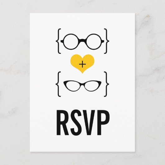 Gele geeky Glasses RSVP Briefkaart (Voorkant)
