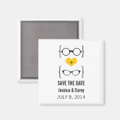 Gele Geeky Glasses sparen de Magnet van de Datum (Voorkant / Achterkant)