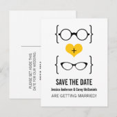 Gele Geeky Glasses sparen het Briefkaart van de Da (Voorkant / Achterkant)