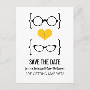 Gele Geeky Glasses sparen het Briefkaart van de Da