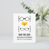 Gele Geeky Glasses sparen het Briefkaart van de Da (Staand voorkant)