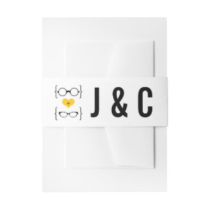 Gele Geeky Glasses Wedding Belly Bands Uitnodigingen Wikkel