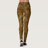 Gele geelbruine strepen met vlecht leggings (Achterkant)