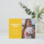 Gele Gefeliciteerd Afstudeerder Foto Afstuderen Ui Briefkaart (Staand voorkant)