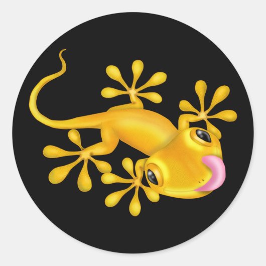 Gele gekko hagedis ronde Sticker (Voorkant)