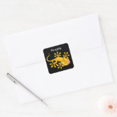 Gele gekko hagedis vierkante Sticker (Envelop)