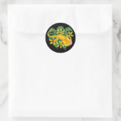 Gele gekko op groen blad ronde Sticker (Tas)
