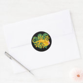 Gele gekko op groen blad ronde Sticker (Envelop)