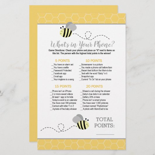 Gele Gele Bumble Bee wat in Uw Spel van de Telefoo (Voorkant / Achterkant)