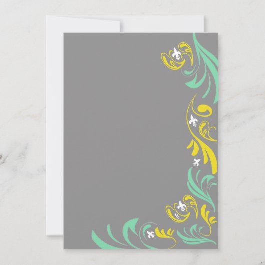 Gele Gele Fleur de Lis Vine Engagement Party Kaart (Achterkant)