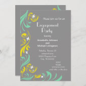 Gele Gele Fleur de Lis Vine Engagement Party Kaart (Voorkant / Achterkant)