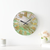 Gele Gele Grijs Goud Metallic Roman Nummers Grote Klok (Huis)