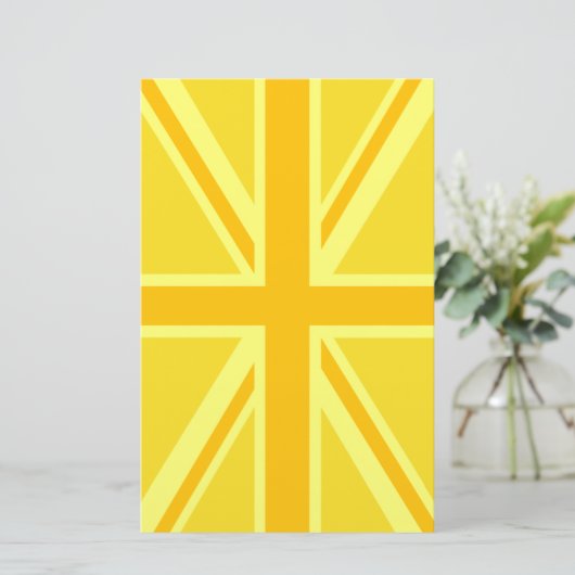 Gele Gele Union Jack British Flag Background Briefpapier (Staand voorkant)