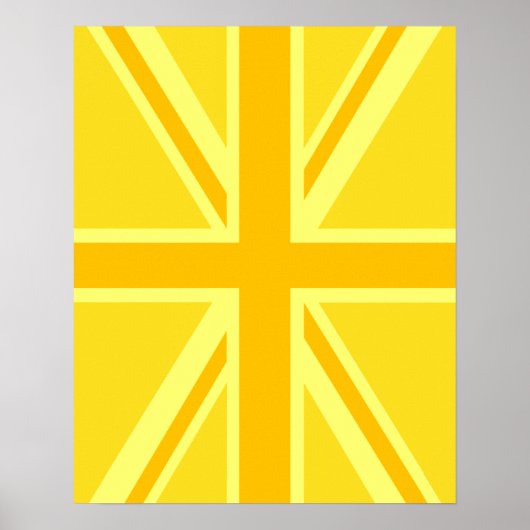 Gele Gele Union Jack British Flag Background Poster (Voorkant)