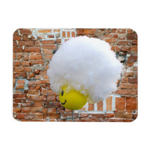 Gele Gelukkig Gezicht Antenne-topper, Fluffy Sneeu Magneet