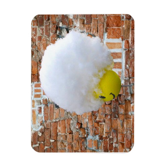 Gele Gelukkig Gezicht Antenne-topper, Fluffy Sneeu Magneet (Verticaal)