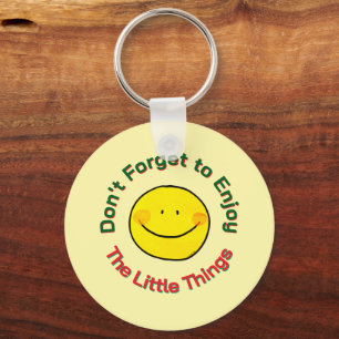 Gele Gelukkig Smiley Gezicht Geniet van de Kleine Sleutelhanger