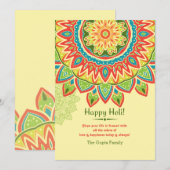 Gele gelukkige Holi-uitnodiging Kaart (Voorkant / Achterkant)