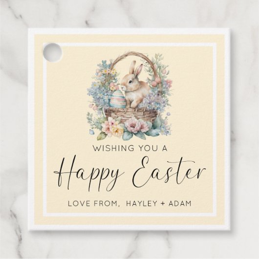 Gele Gelukkige Paashaas Bedankjes Labels (Voorkant)