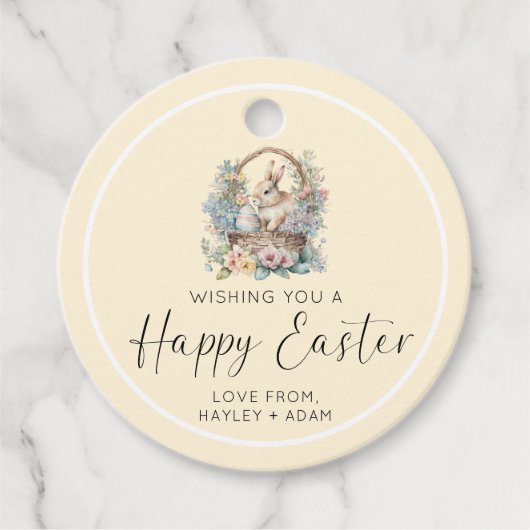 Gele Gelukkige Paashaas Bedankjes Labels (Voorkant)