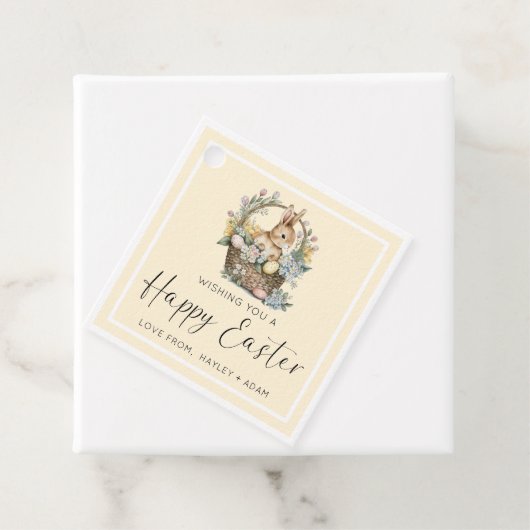 Gele Gelukkige Paashaas Bedankjes Labels (In situ)