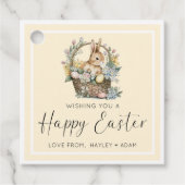 Gele Gelukkige Paashaas Bedankjes Labels (Voorkant)