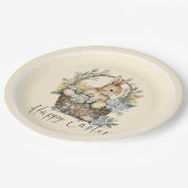 Gele Gelukkige Paashaas Papieren Bordje (Gekanteld)