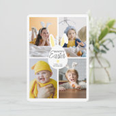 Gele gelukkige paasoren eitjes 4 foto's collage feestdagenkaart (Staand voorkant)