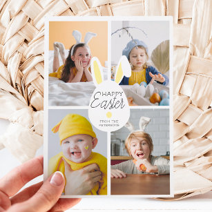 Gele gelukkige paasoren eitjes 4 foto's collage feestdagenkaart