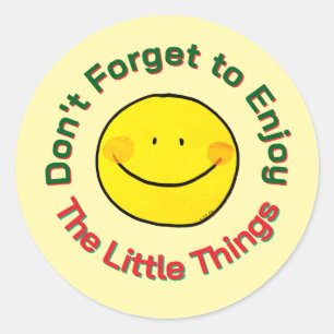 Gele Gelukkige Smiley Gezicht Geniet van de Kleine Ronde Sticker