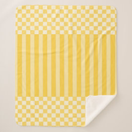 Gele geometrische checkers en strepen sherpa deken