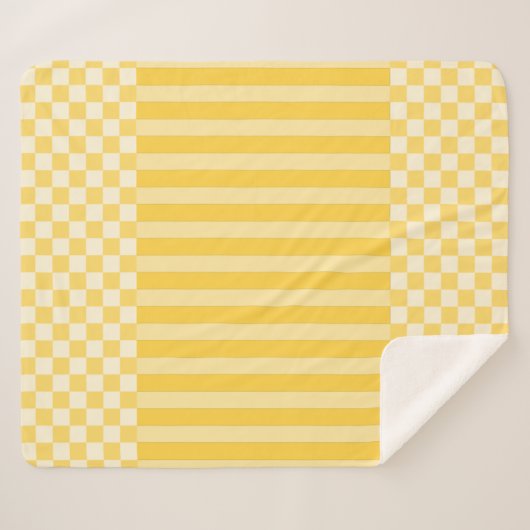 Gele geometrische checkers en strepen sherpa deken (Voorkant (horizontaal))