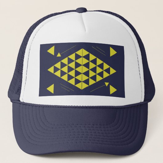 Gele geometrische driehoeken trucker pet (Voorkant)