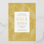 Gele geometrische gala Gold Foil uitnodiging (Voorkant)