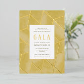 Gele geometrische gala Gold Foil uitnodiging (Staand Voorkant)