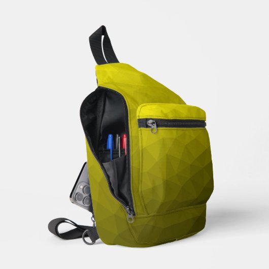 Gele geometrische meshpatroon met gradiënt sling bag (Open)