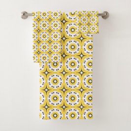 Gele geometrische motief van witte cirkel bad handdoek