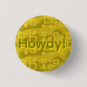 Gele geometrische ronde button 3,2 cm