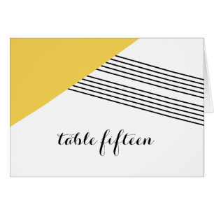 Gele Geometrische Stripe Table Number Kaart