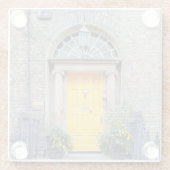 Gele Georgische deur in Dublin Glazen Onderzetter (Achterkant)