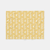 Gele gepersonaliseerde naam deken met harten (Voorkant (Horizontaal))