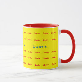gele gepersonaliseerde typografie mok