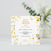 Gele Geperste Wilde Bloem Boho Bruidsdouche Kaart (Staand voorkant)