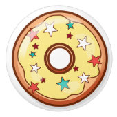 Gele geprinte Donut met sprinkhaan Keramische Knop (Voorkant)