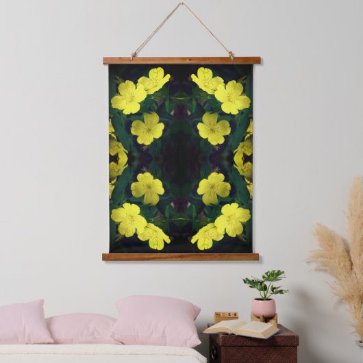 Gele geraniumbloemen Abstract Hangend Wandkleed (Slaapkamer)