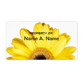 Gele Gerber Daisy Close Foto Etiket (Voorkant)